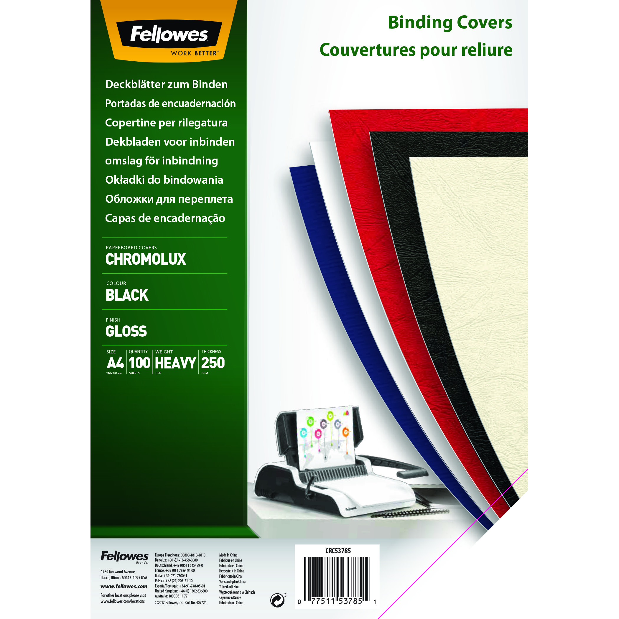 Fellowes Blank Bindningsomslag A4 Svart 100 Pack