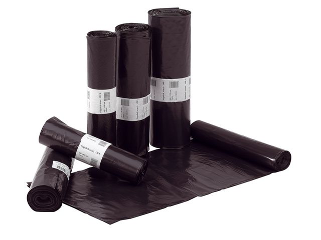 Sopsäck, Plastsäck 70L, Svart 40my 25st/rl