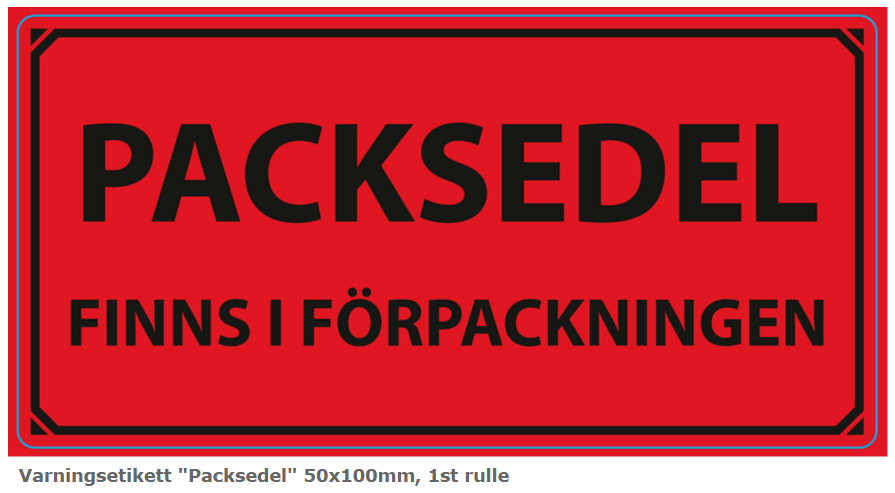 Varningsetikett 100x50mm 1000st/rl - Packsedel finns i...