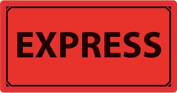 Varningsetikett 100x50mm 1000st/rl - EXPRESS