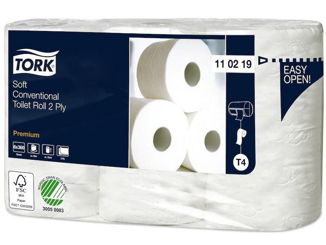 Toalettpapper TORK Pre T4 2-lag vit 6/FP
