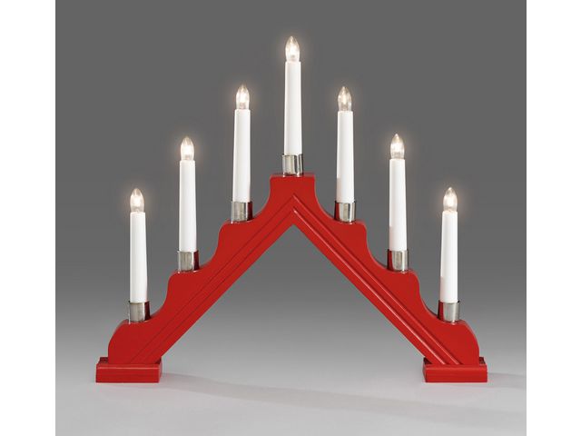 Ljusstake 7-arm trä röd