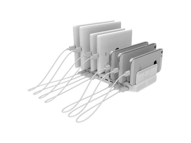 Laddningsstation DELTACO 10xUSB-A vit