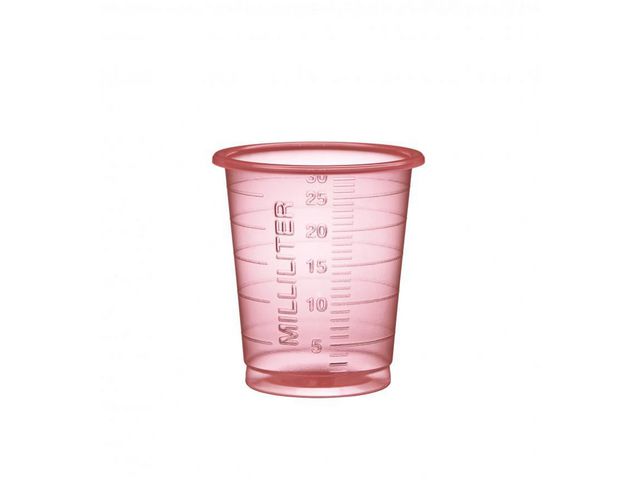 Medicinbägare Eco 30ml smal röd 90/FP