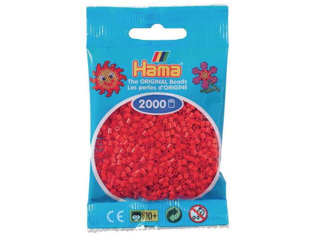 Minipärlor HAMA 2,5mm hål röd 2000/fp
