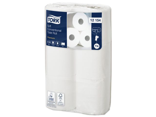 Toalettpapper TORK Pre T4 2-lag vit 6/FP