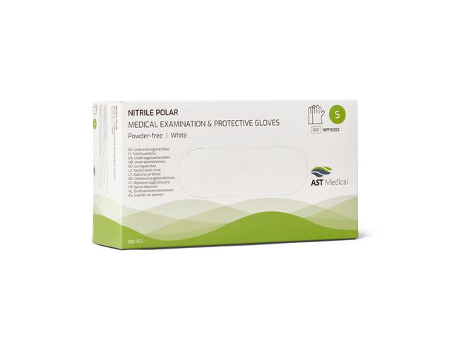 Nitrilhandske Puderfri Vit S 100/FP