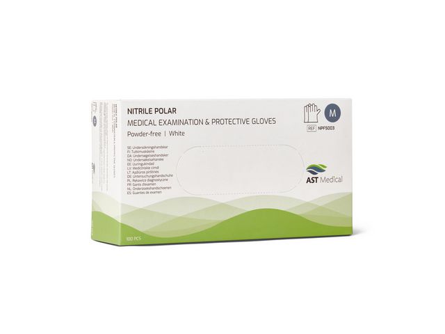 Nitrilhandske Puderfri Vit M 100/FP