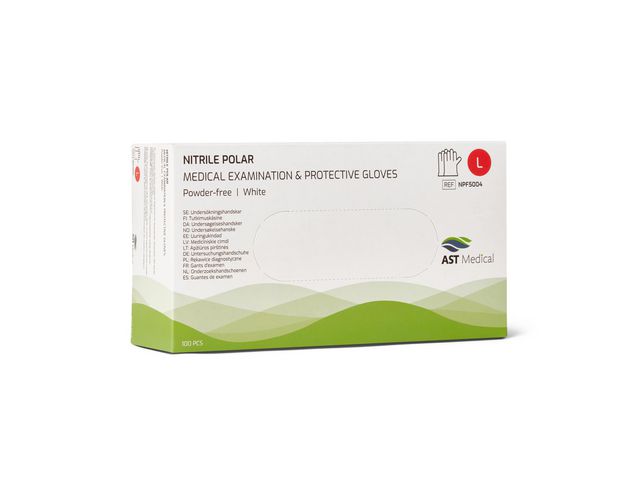 Nitrilhandske Puderfri Vit L 100/FP