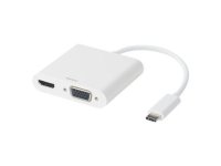  Adapter DELTACO HDMI/VGA/ljud/USB-C vit 