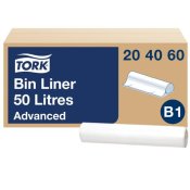Papperskorgsp�se TORK B1 50L vit 25/RL