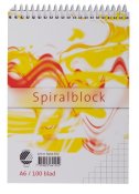 Spiralblock A6 100 blad rutat