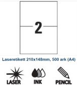 Etikett 210x148mm A4 ark, 500-p