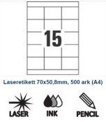 Etikett 70x50,8mm A4 ark, 500-p
