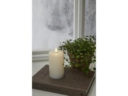 Blockljus STAR T LED Flamme 15cm vit