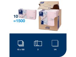 Servett TORK Lunch 3lags ljusrosa 150/fp