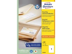 Etikett AVERY 210x297mm 100% tervunnen 100st/fp
