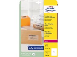 Etikett AVERY 210x297mm transparent 25st/fp