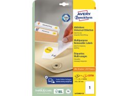 Etikett AVERY 210x297mm Avtagbar 30st/fp