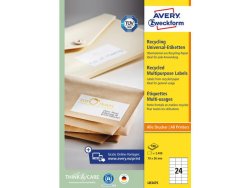 Etikett AVERY 70x36mm 100% tervunnen 2400st/fp