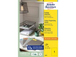 Etikett AVERY 210x297mm neongul 100st/fp