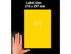 Etikett AVERY 210x297mm neongul 100st/fp