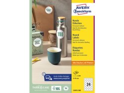 Etikett AVERY 40mm Rund 2400st/fp