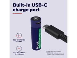 Batteri Laddbar TRUST AA USB-C 2/fp