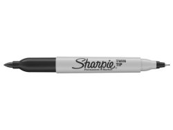 Mrkpenna SHARPIE Twin Tip svart 12/fp