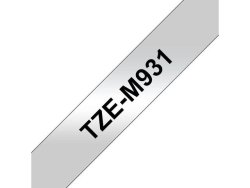 Tape BROTHER TZEM931 12mm sv p silver