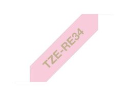 Tape BROTHER TZERE34 12mm Guld p Rosa