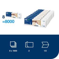 Servett TORK Pre N4 2-lag vit 500/FP