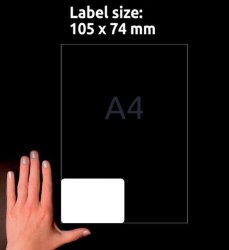 Etikett AVERY LASER 105x74mm 800/FP