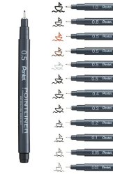 Fineliner PENTEL Pointliner 0,3mm svart