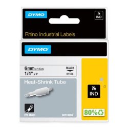 Tape Rhino krympslang 6mm svart p� vit