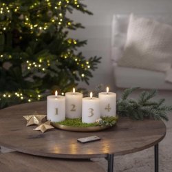 Blockljus STAR T LED Advent vit 4/fp