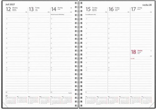 Kalender Weekly A5 2027 konstl�der svart