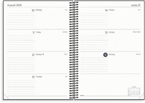 Kalender Organizer & Notes svart 26/27