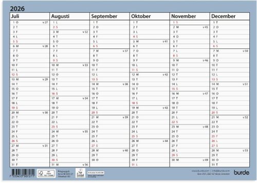 V�ggkalender V�ggblad A4 26/27