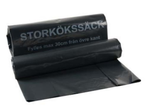 Matavfallss�ck, stork�kss�ck 60L, svart, 70my, med tryck 25st/rl
