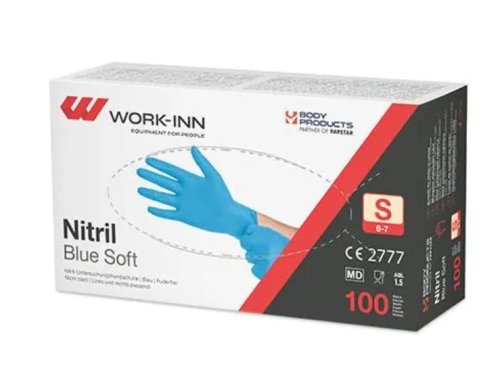 Nitrilhandske puderfri Work-Inn Bl� 100st/fp S