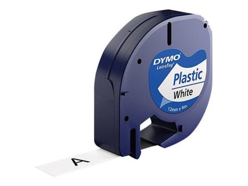 Tape LetraTAG plast 12mm svart p vit