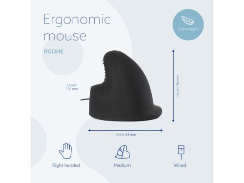 Mus Ergonomisk R-GO kabel hger M
