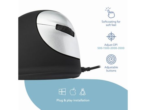 Mus Ergonomisk R-GO kabel hger M