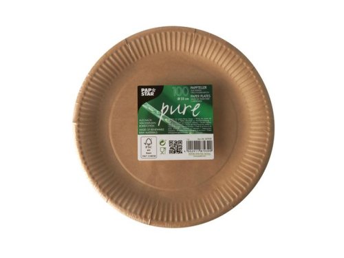 Tallrik PURE papper 230mm brun 100/fp