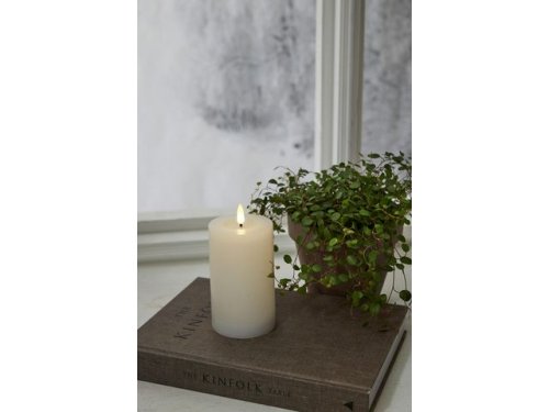 Blockljus STAR T LED Flamme 15cm vit