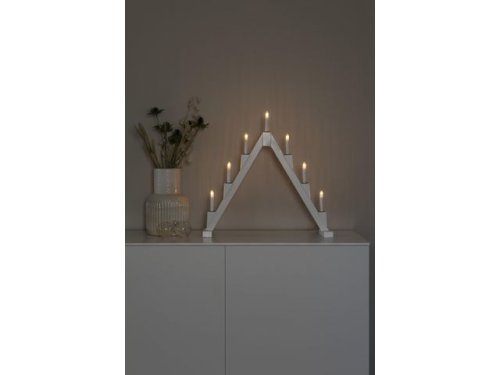 Elljusstake 7 ljus vikbar 56x56 tr vit