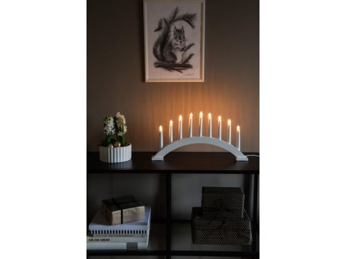 Elljusstake 9 ljus 49x26cm tr vit