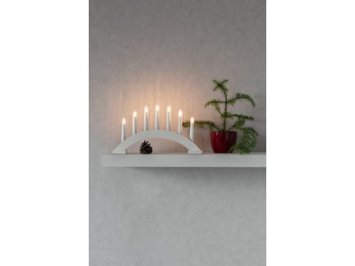 Elljusstake 7 ljus 39x23cm tr vit