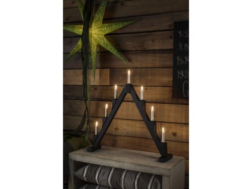 Elljusstake 7 ljus vikbar 56x56 tr svar